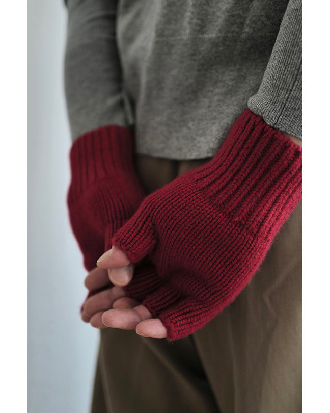 OPEN FINGER GLOVES RED【PICEA】 – PICEA BABY CASHMERE